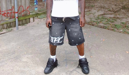 "ROOTED" TFL JEAN SHORTS
